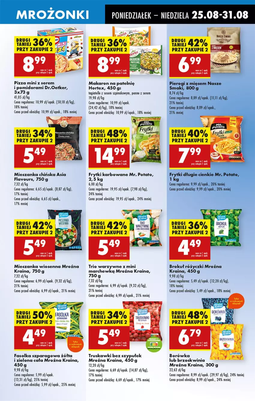 Gazetka promocyjna Biedronka - Od Poniedziałku - ważna 25.08 do 30.08.2025 - strona 53 - produkty: Borówka, Fa, Frytki, Hortex, Makaron, Penne, Pizza, Ser, Sos, Szpinak, Truskawki