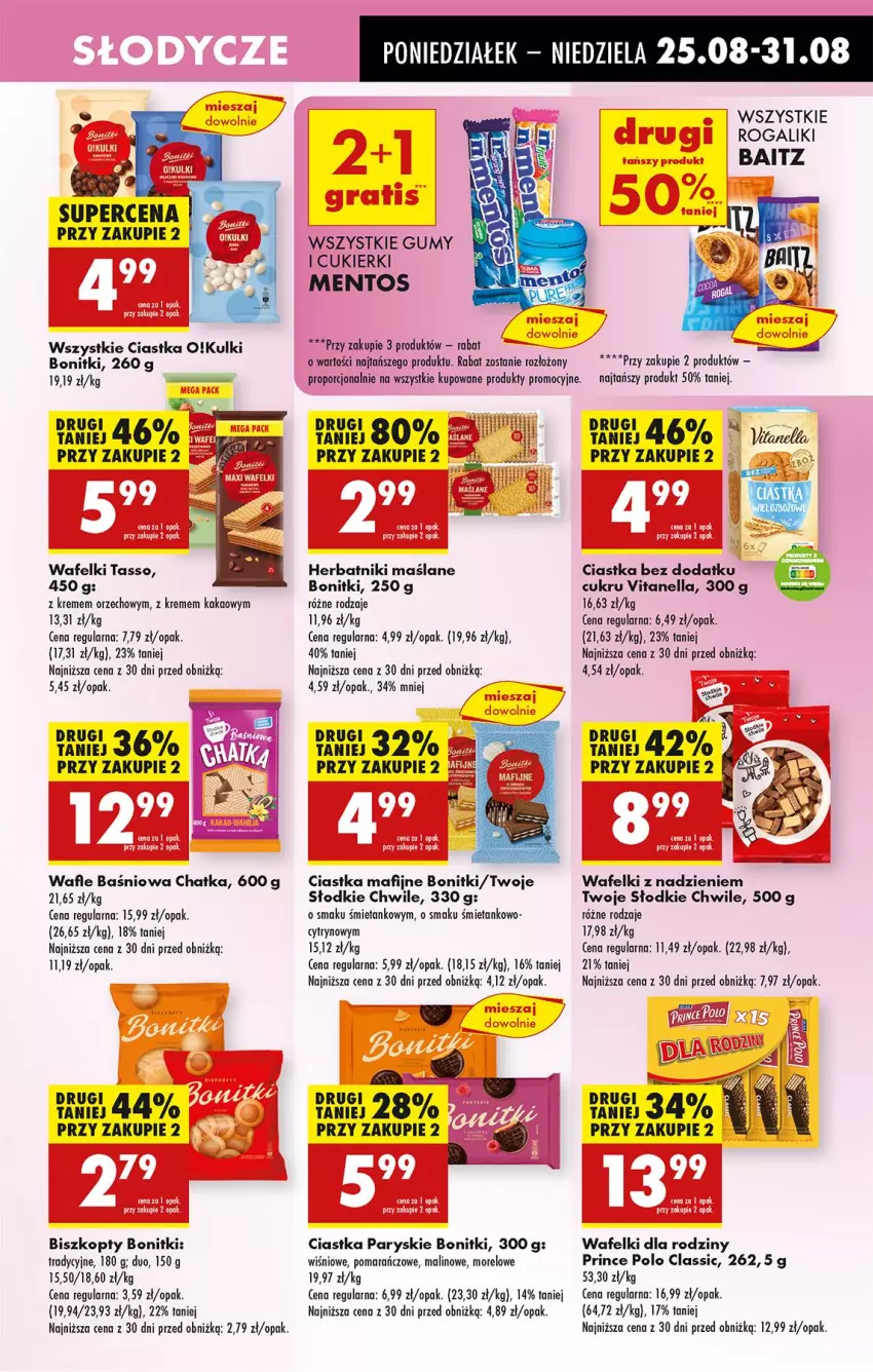 Gazetka promocyjna Biedronka - Od Poniedziałku - ważna 25.08 do 30.08.2025 - strona 59 - produkty: Biszkopty, Bonitki, Ciastka, Cukier, Cukierki, Fa, Feta, Herbatniki, Kakao, Mentos, Por, Prince Polo, Rogal, Wafle