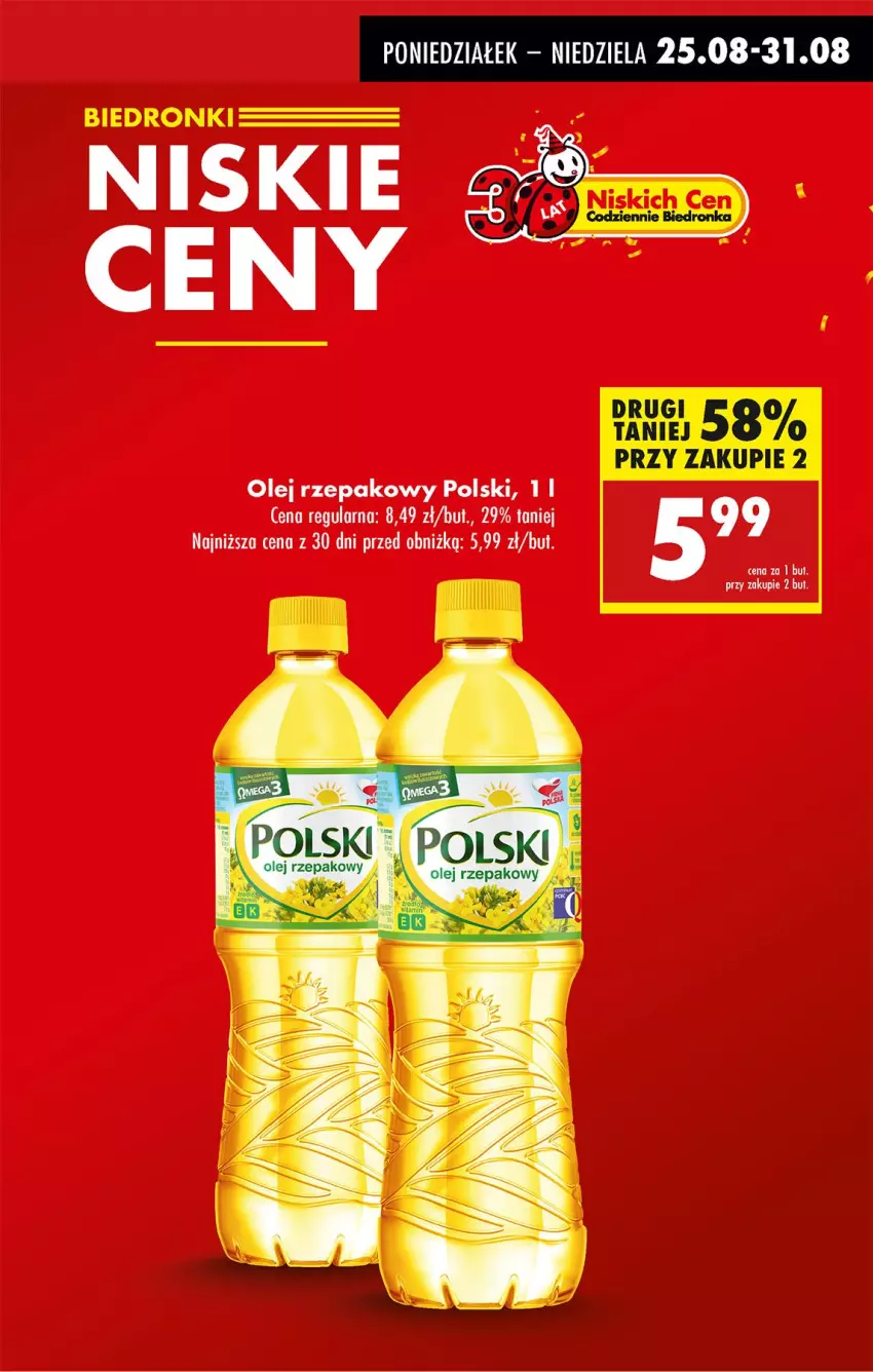 Gazetka promocyjna Biedronka - Od Poniedziałku - ważna 25.08 do 30.08.2025 - strona 7 - produkty: Goal, Olej, Olej rzepakowy