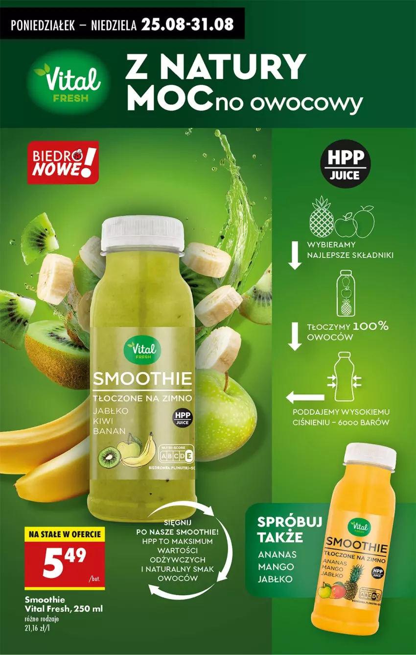 Gazetka promocyjna Biedronka - Od Poniedziałku - ważna 25.08 do 30.08.2025 - strona 88 - produkty: Ananas, HP, Mango, Smoothie, Sok