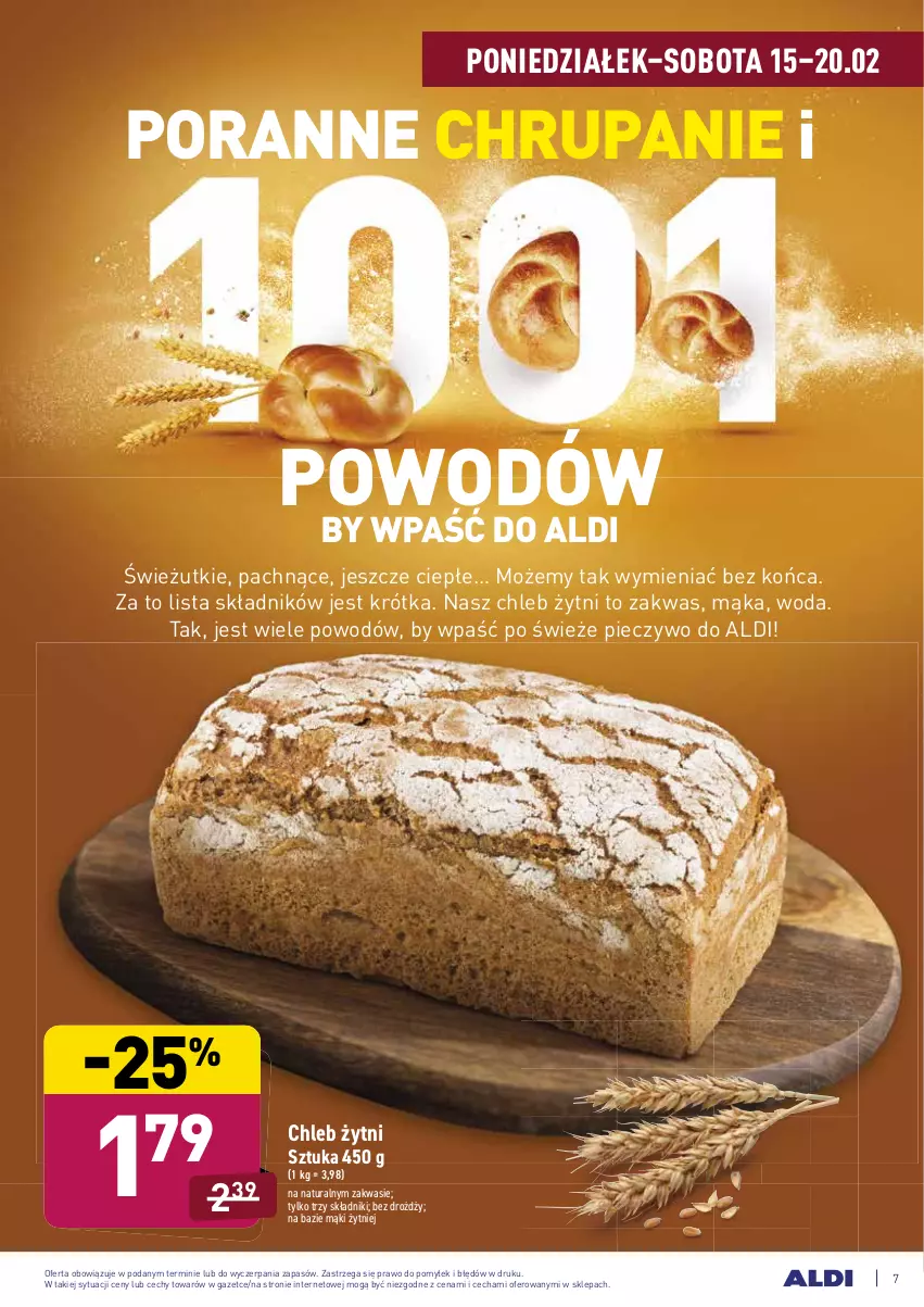 Gazetka promocyjna Aldi - ALE! CENA - ważna 15.02 do 20.02.2021 - strona 7 - produkty: Chleb, Mąka, Piec, Pieczywo, Por, Woda