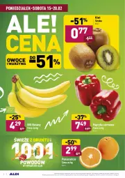 Gazetka promocyjna Aldi - ALE! CENA - Gazetka - ważna od 20.02 do 20.02.2021 - strona 2 - produkty: Banany, Warzywa, Papryka czerwona, Papryka, Kiwi, Pomarańcze, Owoce, Grunt