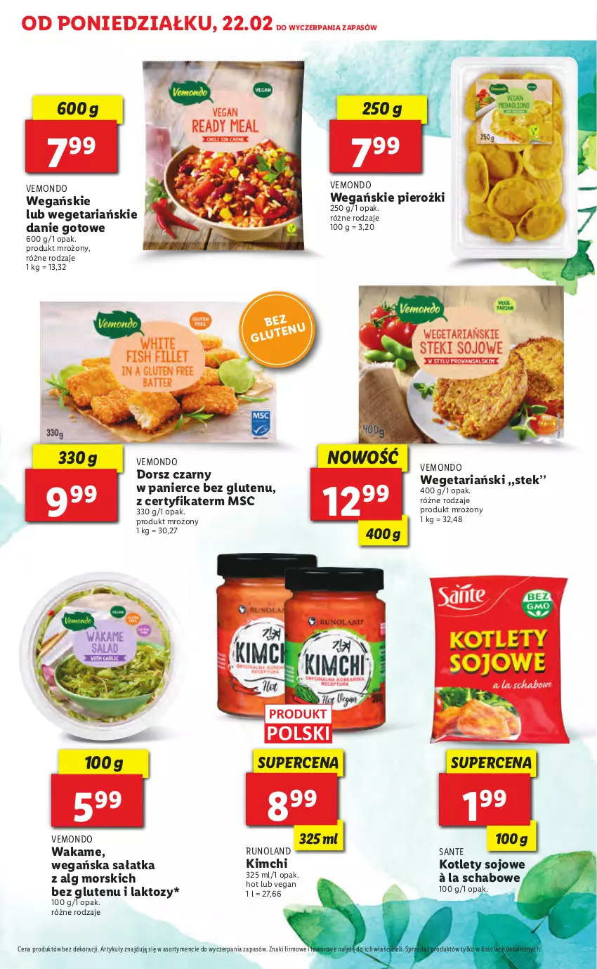 Gazetka promocyjna Lidl - TYDZIEŃ BIOHATERSKI - ważna 22.02 do 27.02.2021 - strona 25 - produkty: Danie gotowe, Dorsz, Kotlet, LG, Runoland, Sałat, Sałatka, Sante, Stek