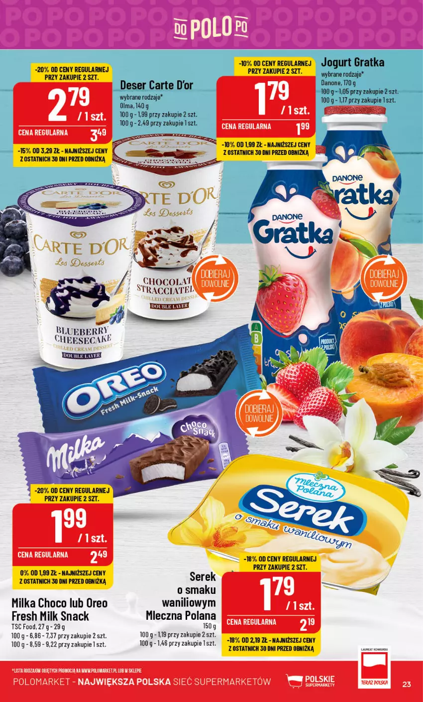 Gazetka promocyjna PoloMarket - Gazetka pomocyjna - ważna 27.09 do 03.10.2023 - strona 23 - produkty: LANA, Laur, Milka, Oreo, Ser, Serek