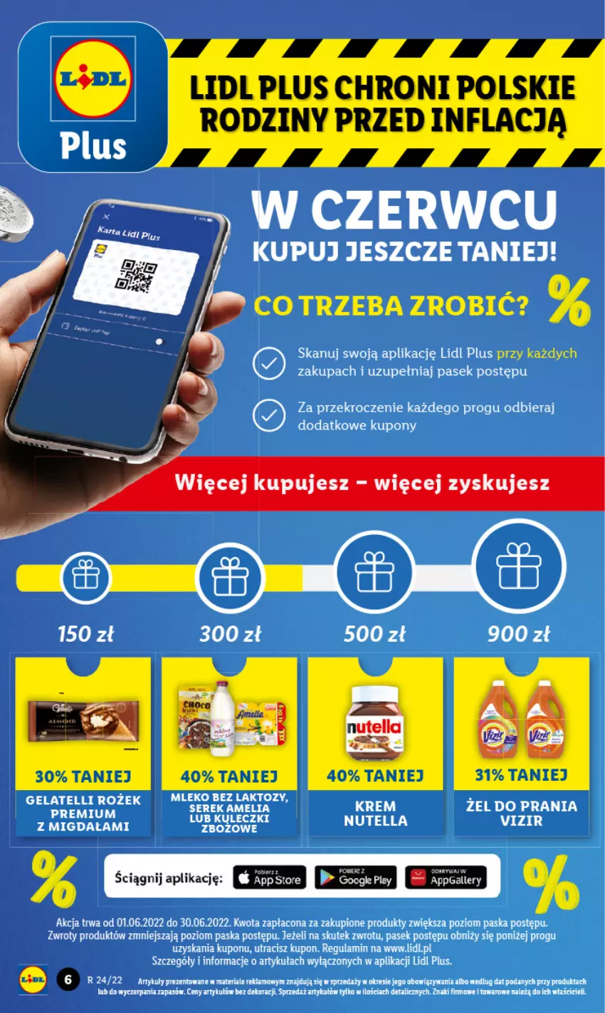 Gazetka promocyjna Lidl - GAZETKA - ważna 13.06 do 15.06.2022 - strona 6 - produkty: Mleko, Mleko bez laktozy, Nutella, Pasek