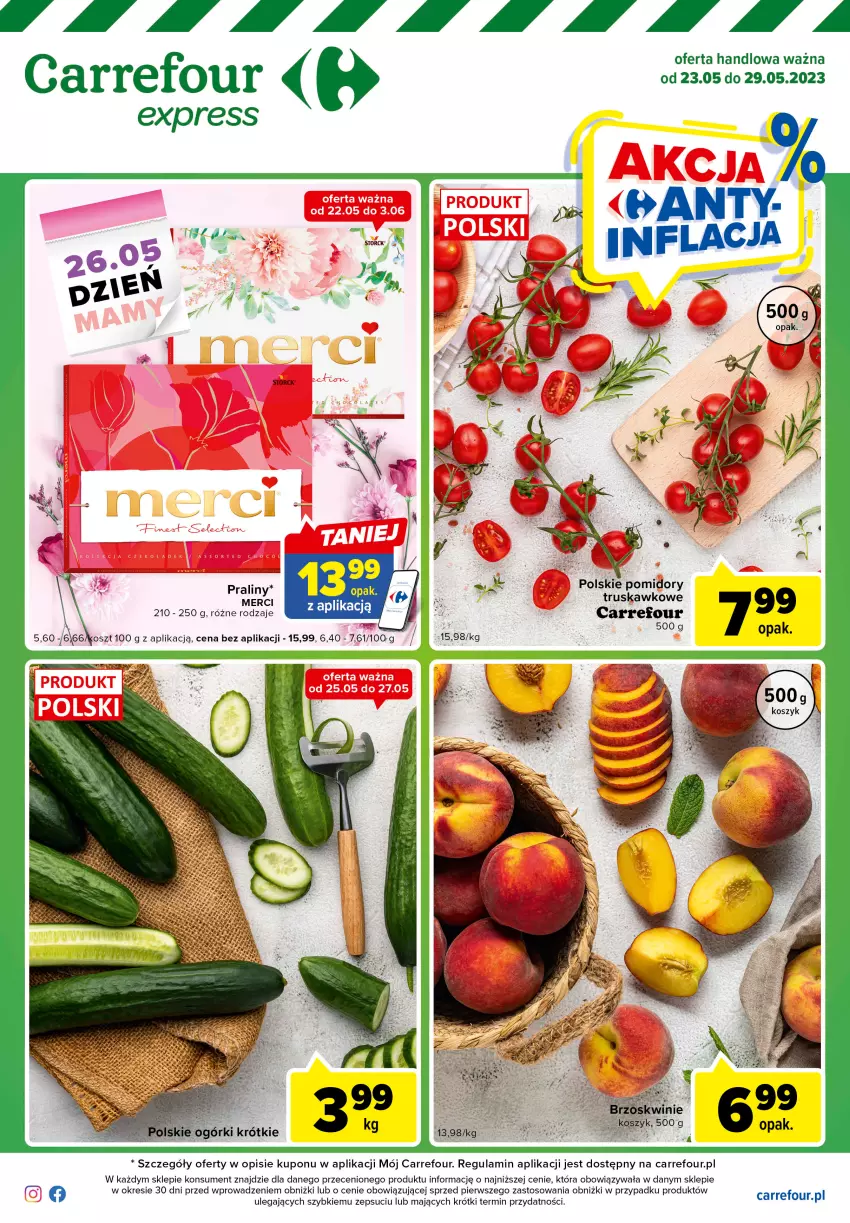 Gazetka promocyjna Carrefour - Gazetka Express - ważna 23.05 do 29.05.2023 - strona 1 - produkty: Kosz, Merci, Pomidory