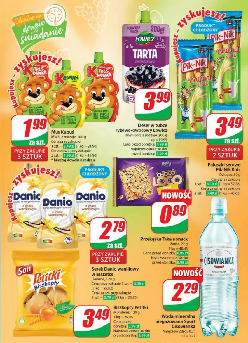 Gazetka promocyjna Dino - ważna 04.09 do 10.09.2024 - strona 64 - produkty: Biszkopty, Cisowianka, Danio, Danone, Deser, Por, Ryż, Ser, Serek, Sport, Woda, Woda mineralna