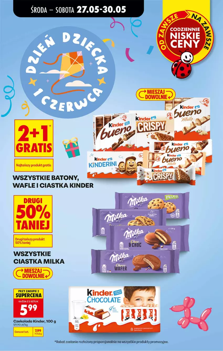 Gazetka promocyjna Biedronka - Od Środy - ważna 27.05 do 28.05.2026 - strona 11 - produkty: Baton, Ciastka, Czekolada, Kinder, Milka, Por, Wafle