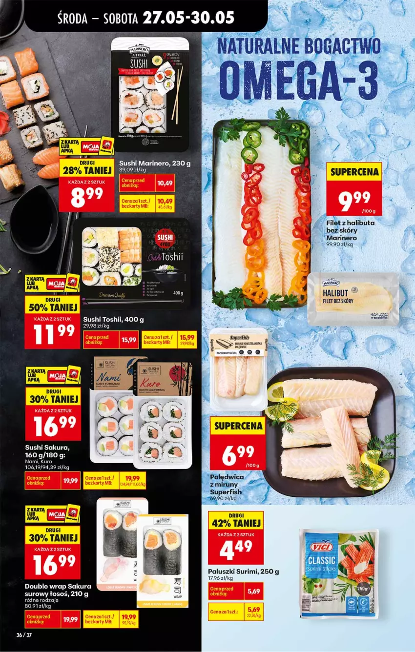 Gazetka promocyjna Biedronka - Od Środy - ważna 27.05 do 28.05.2026 - strona 36 - produkty: Halibut, Surimi, Sushi