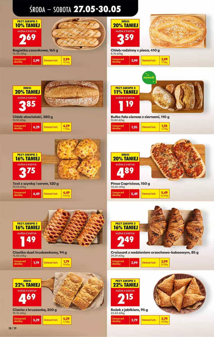 Gazetka promocyjna Biedronka - Od Środy - ważna 27.05 do 28.05.2026 - strona 38 - produkty: Bagietka, Bagietka czosnkowa, Bułka, Chleb, Croissant, Fa, Kakao, Piec, Ser