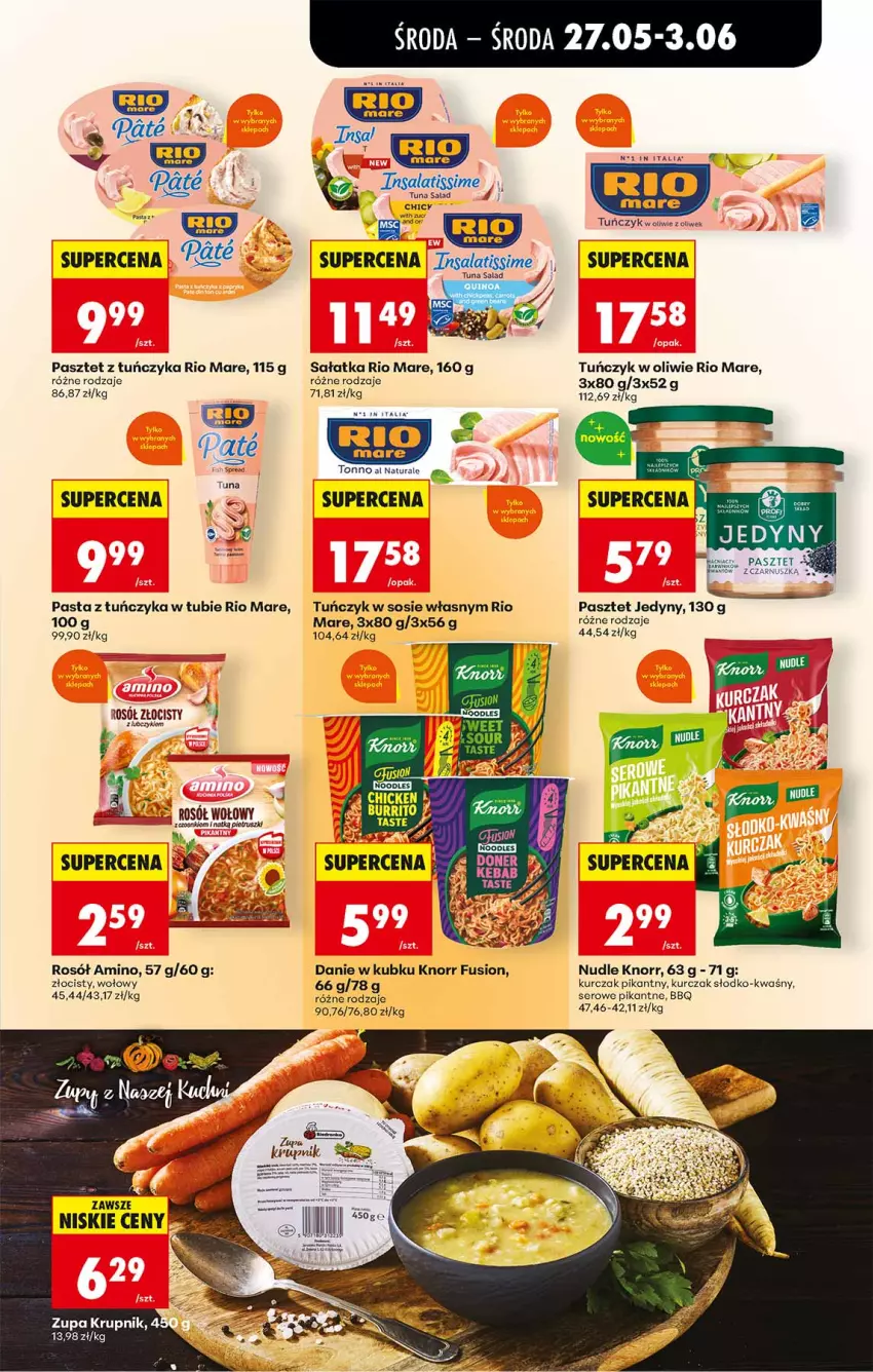 Gazetka promocyjna Biedronka - Od Środy - ważna 27.05 do 28.05.2026 - strona 43 - produkty: Fa, Fusion, Gala, Knorr, Krupnik, Kurczak, Pasztet, Rio Mare, Rosół, Rosół wołowy, Sałat, Sałatka, Ser, Sos, Tuńczyk, Zupa
