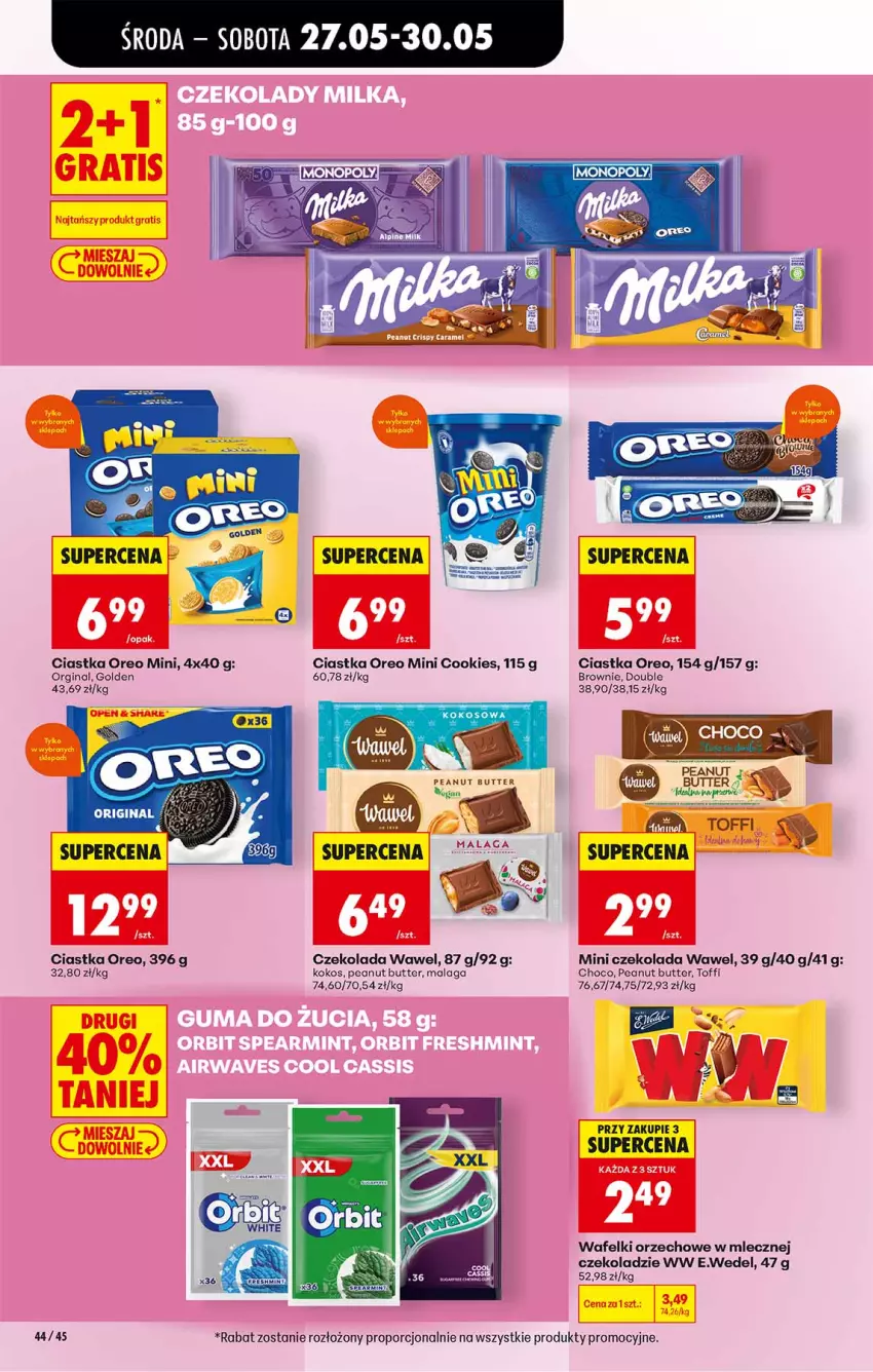Gazetka promocyjna Biedronka - Od Środy - ważna 27.05 do 28.05.2026 - strona 44 - produkty: Brownie, Ciastka, Czekolada, Gin, Kokos, Oreo, Por, Wawel