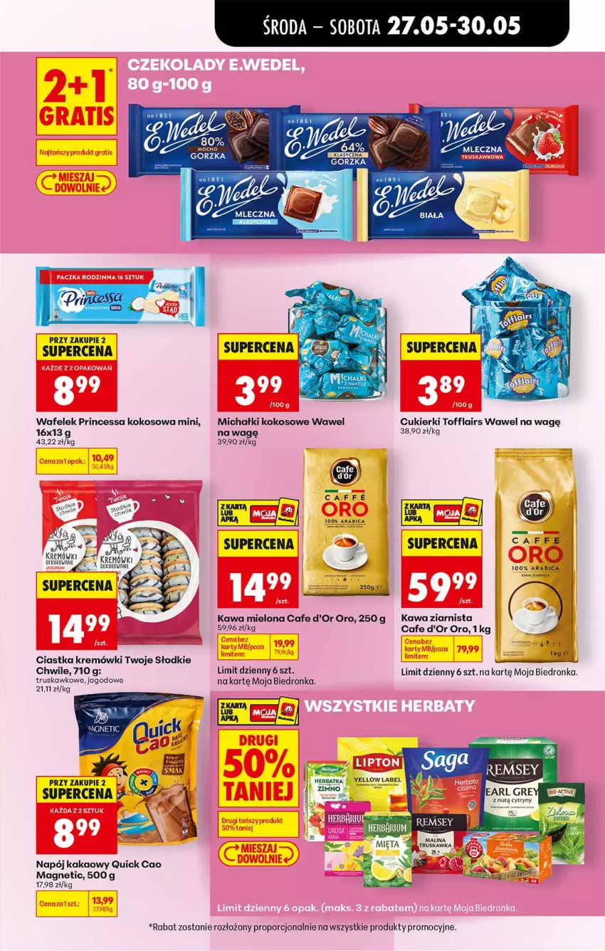 Gazetka promocyjna Biedronka - Od Środy - ważna 27.05 do 28.05.2026 - strona 45 - produkty: BIC, Ciastka, Cukier, Cukierki, Kakao, Kawa, Kawa mielona, Kawa ziarnista, Kokos, Michałki, Napój, Por, Princessa, Wafelek, Wawel