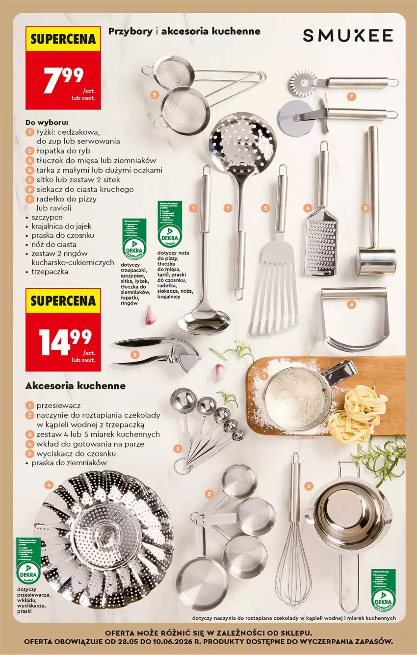 Gazetka promocyjna Biedronka - Od Środy - ważna 27.05 do 28.05.2026 - strona 58 - produkty: Cedzak, Cukier, Noż, Praska, Ser, Sitko, Szczypce, Tarka, Tłuczek, Trzepaczka