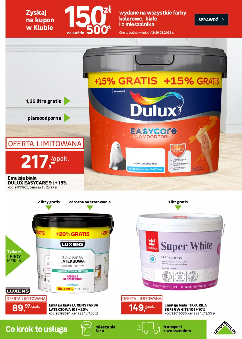 Gazetka promocyjna Leroy Merlin - Gazetka Leroy Merlin - ważna 12.08 do 08.09.2026 - strona 11 - produkty: Disney, Dulux, Emulsja, Fa, Farba lateksowa, Gra, Luxens, Por, Sport, Szal, Tran