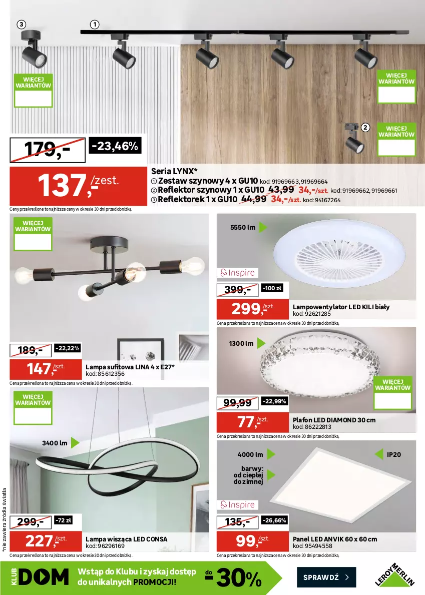 Gazetka promocyjna Leroy Merlin - Gazetka Leroy Merlin - ważna 12.08 do 08.09.2026 - strona 13 - produkty: Dywan, Karnisz, Lampa, Lampa sufitowa, Lampa wisząca, Listwa, Plafon, Plafon LED, Poduszka, Poduszka dekoracyjna, Reflektor, Roleta, Ser, Szyna, Zasłona