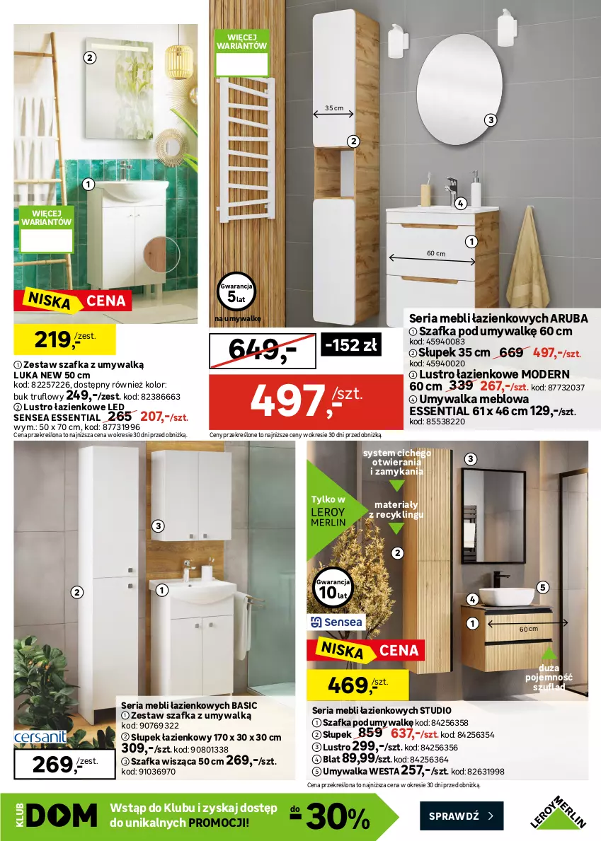 Gazetka promocyjna Leroy Merlin - Gazetka Leroy Merlin - ważna 12.08 do 08.09.2026 - strona 19 - produkty: Gres, Gres szkliwiony, Lack, Lustro, Por, Ser, Słupek, Szafka, Szafka pod umywalkę, Umywalka