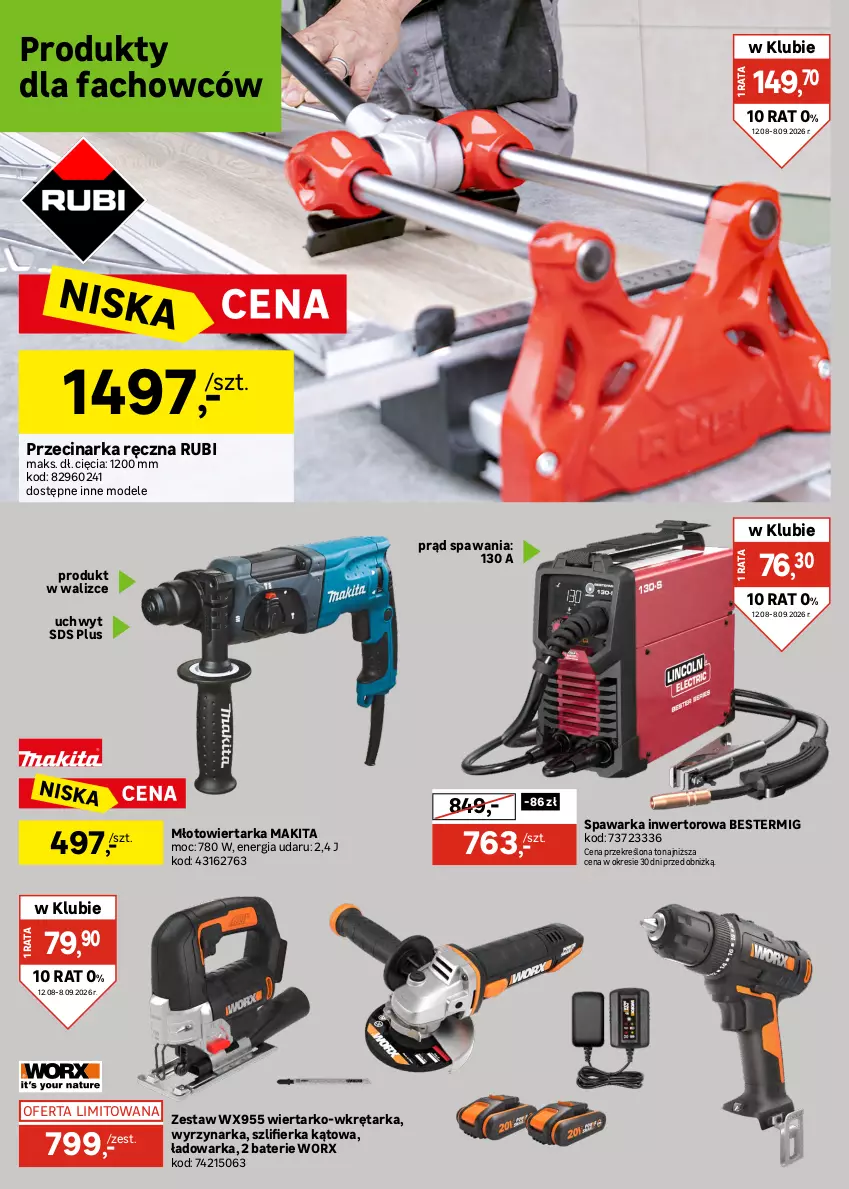 Gazetka promocyjna Leroy Merlin - Gazetka Leroy Merlin - ważna 12.08 do 08.09.2026 - strona 34 - produkty: Cynk, Fa, Makita, Młot, Młotowiertarka, Przecinarka, Regał, Regał metalowy, Rura, Sól, Szlifierka, Szlifierka kątowa, Tablet, Tarka, Warka, Wiertarka, Wkręt, Wkrętarka, Wyrzynarka