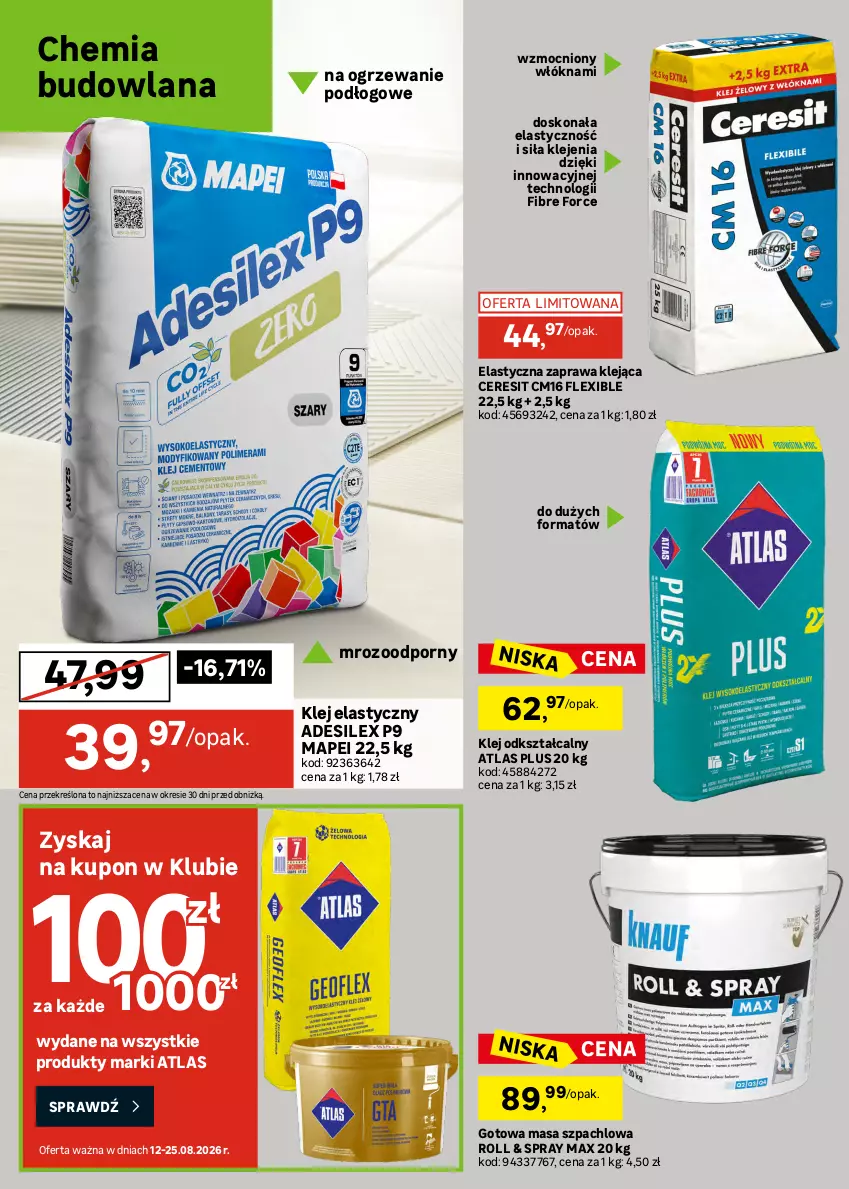 Gazetka promocyjna Leroy Merlin - Gazetka Leroy Merlin - ważna 12.08 do 08.09.2026 - strona 36 - produkty: Cement, Ceresit, Klej, Klej elastyczny, LANA, Masa szpachlowa, Ogrzewanie, Płyta, Płyta gipsowa, Płyta osb, Podkład, Podkład podłogowy, Por