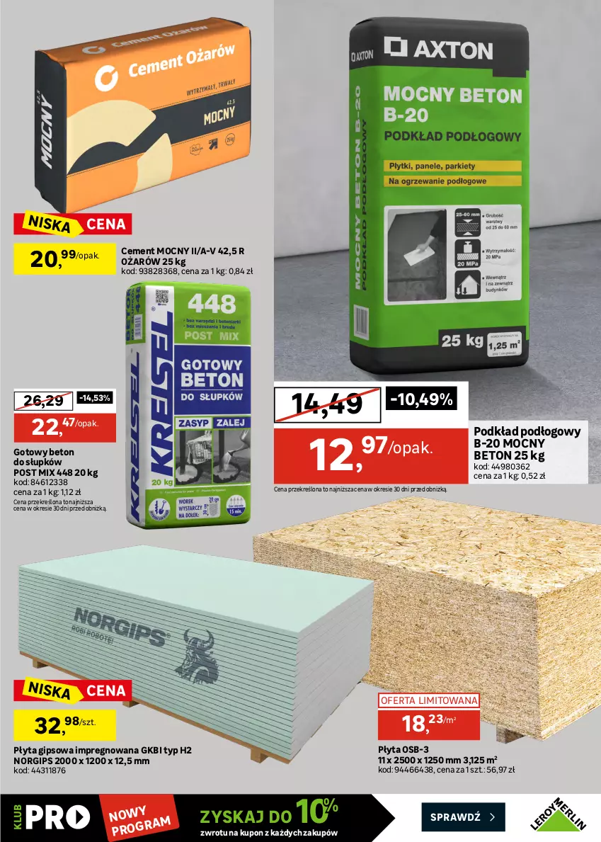 Gazetka promocyjna Leroy Merlin - Gazetka Leroy Merlin - ważna 12.08 do 08.09.2026 - strona 37 - produkty: Cement, Ceresit, Klej, Klej elastyczny, LANA, Masa szpachlowa, Ogrzewanie, Płyta, Płyta gipsowa, Płyta osb, Podkład, Podkład podłogowy, Por