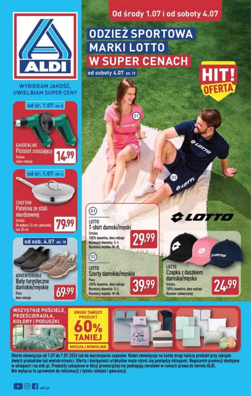Gazetka promocyjna Aldi - Artykuły przemysłowe i tekstylia - ważna 01.07 do 04.07.2026 - strona 1 - produkty: Buty, Pistolet, Por, Pościel, Rama, Sport, Szorty, Wełna