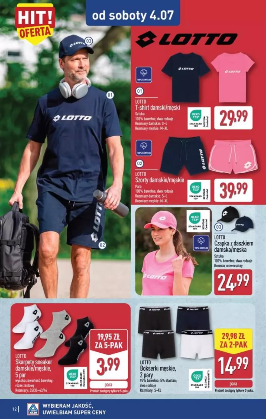 Gazetka promocyjna Aldi - Artykuły przemysłowe i tekstylia - ważna 01.07 do 04.07.2026 - strona 12 - produkty: Bokserki, Czapka, Fa, Karp, Ser, Szorty, T-shirt, Wełna