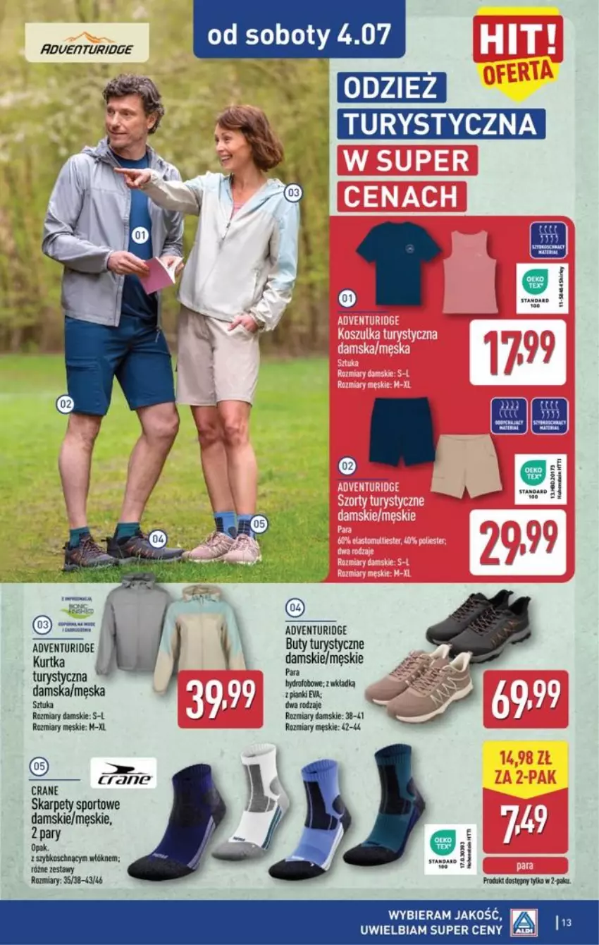 Gazetka promocyjna Aldi - Artykuły przemysłowe i tekstylia - ważna 01.07 do 04.07.2026 - strona 13 - produkty: Buty, Karp, Kurtka, Por, Sport