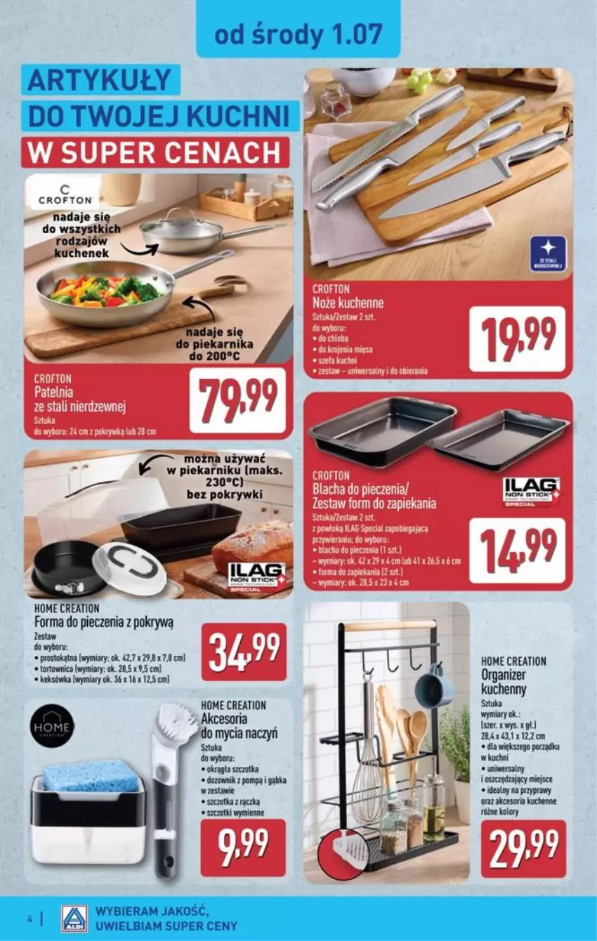 Gazetka promocyjna Aldi - Artykuły przemysłowe i tekstylia - ważna 01.07 do 04.07.2026 - strona 4 - produkty: Do mycia naczyń, Dozownik, Forma do pieczenia, Keksówka, Organizer, Piec, Piekarnik, Przyprawy, Szczotka