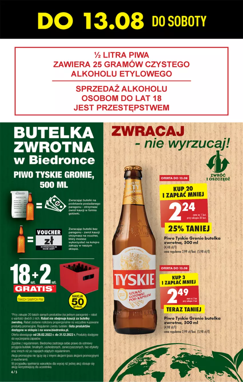 Gazetka promocyjna Biedronka - W tym tygodniu - ważna 11.08 do 17.08.2022 - strona 4 - produkty: Olej, Piwo, Tera, Tyskie