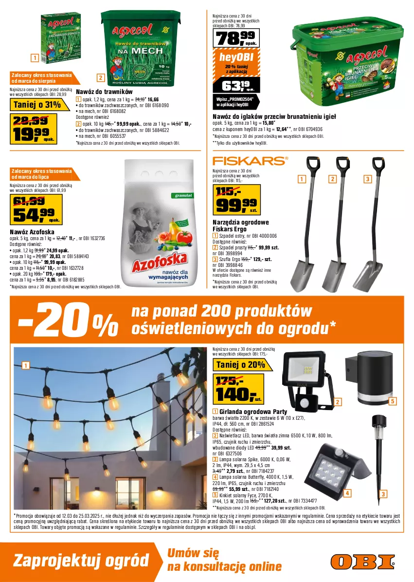 Gazetka promocyjna Obi - Gazetka OBI - ważna 12.03 do 25.03.2025 - strona 3 - produkty: Fiskars, Girlanda, Lampa, Naświetlacz, Naświetlacz LED, Nawóz, Ogród