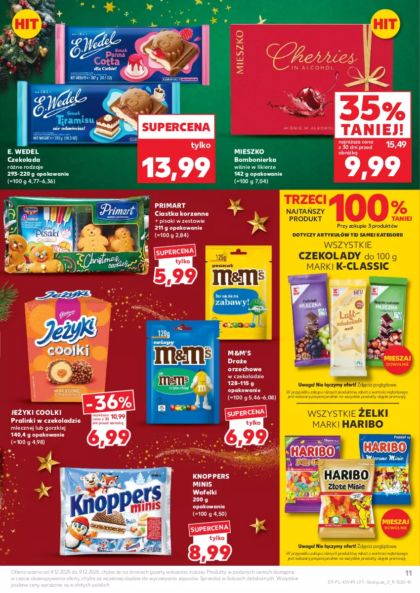 Gazetka promocyjna Kaufland - Gazetka tygodnia - ważna 04.12 do 09.12.2025 - strona 11 - produkty: Ciastka, Czekolada, E. Wedel, Haribo, Jeżyki, Knoppers, Likier, Lody, Por, Prima, Waga