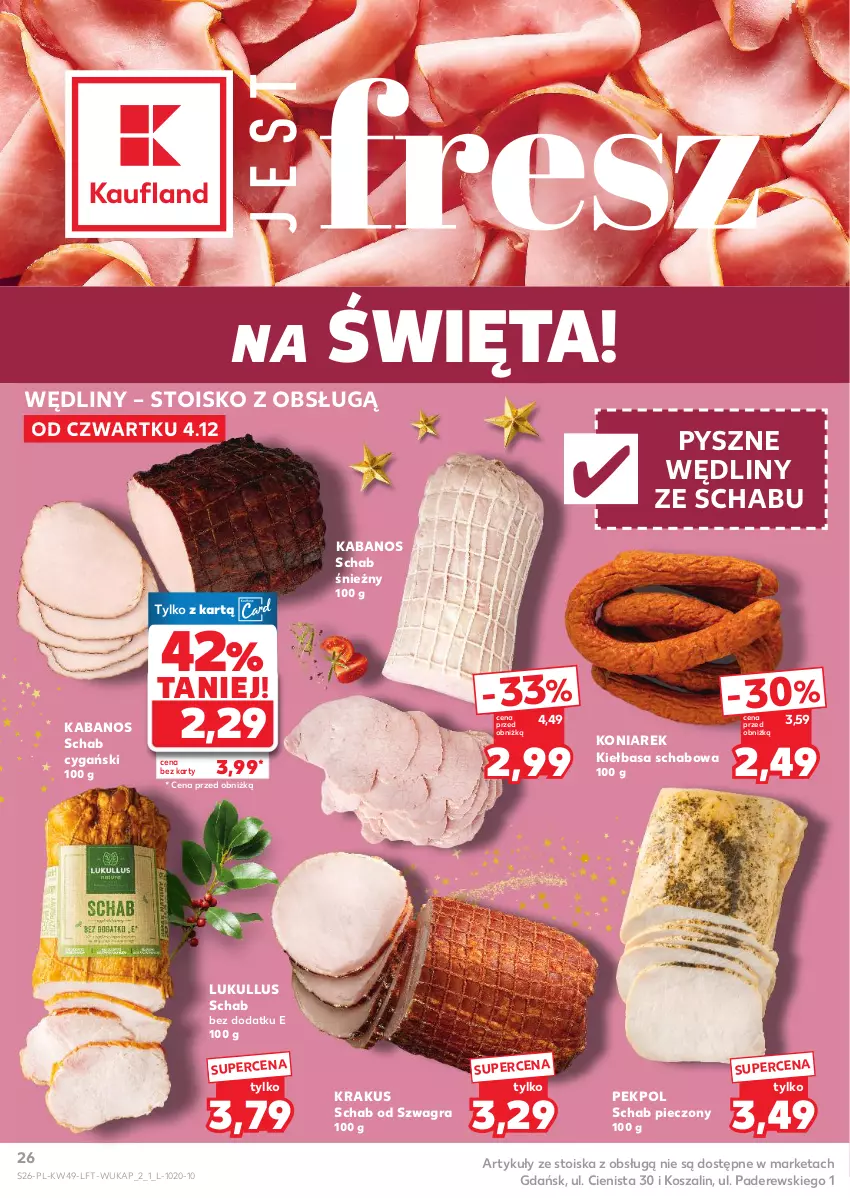 Gazetka promocyjna Kaufland - Gazetka tygodnia - ważna 04.12 do 09.12.2025 - strona 26 - produkty: Gra, Kabanos, Kiełbasa, Kiełbasa schabowa, Kosz, Krakus, Pekpol, Piec, Schab pieczony, Szal
