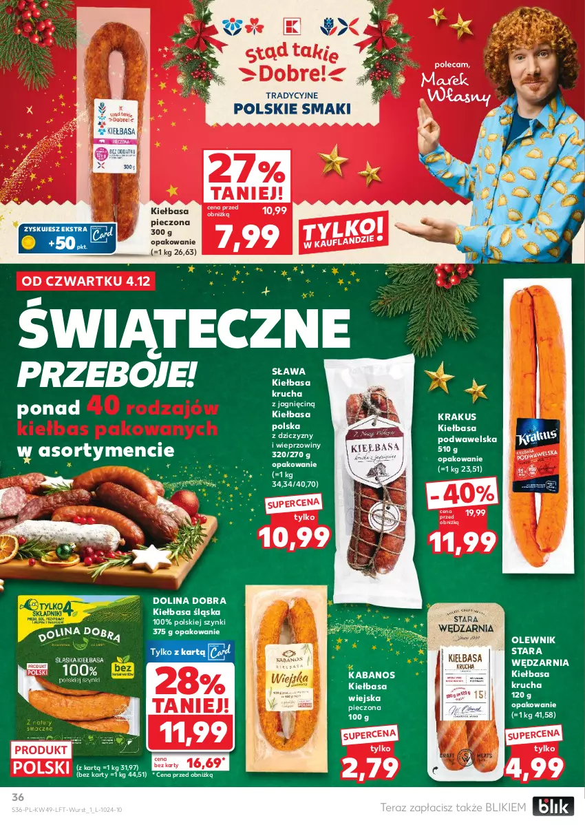 Gazetka promocyjna Kaufland - Gazetka tygodnia - ważna 04.12 do 09.12.2025 - strona 36 - produkty: Kabanos, Kiełbasa, Kiełbasa krucha, Kiełbasa podwawelska, Kiełbasa śląska, Kiełbasa wiejska, Krakus, Olewnik, Piec, Tera, Wawel