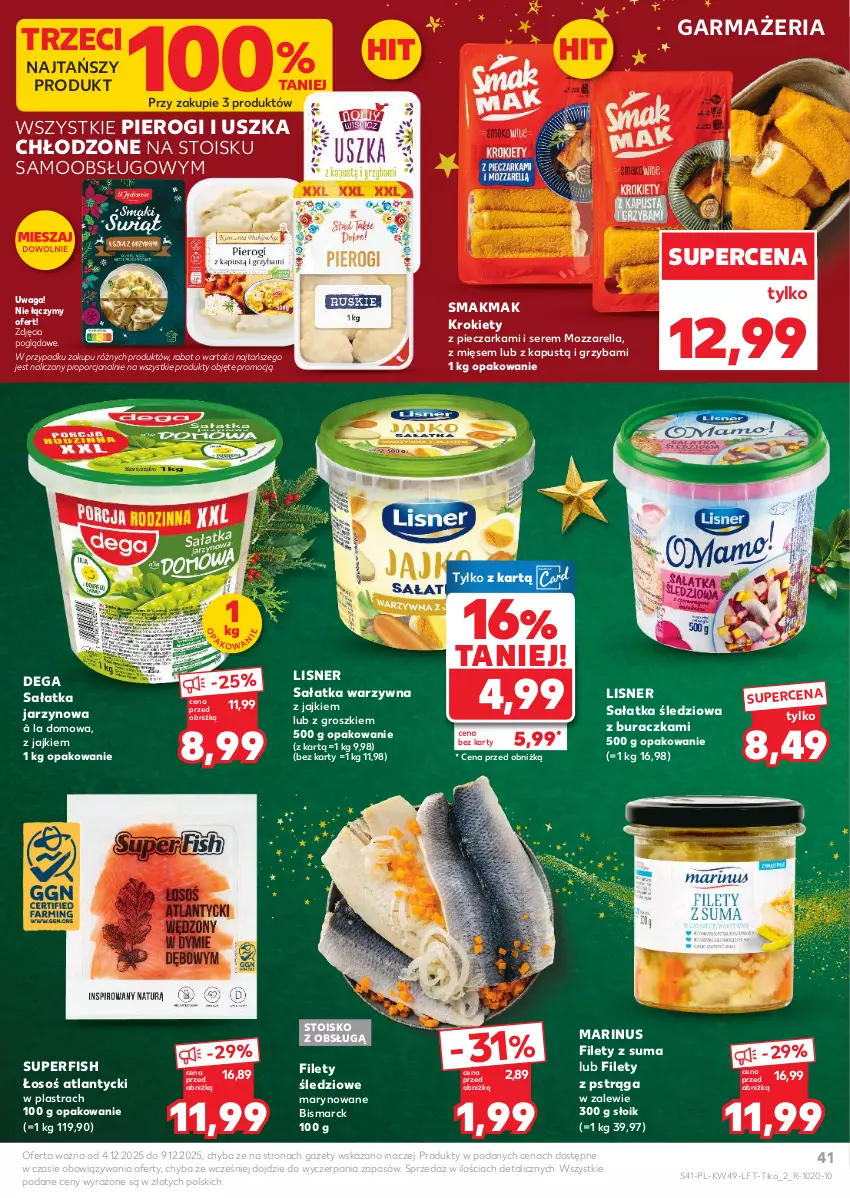Gazetka promocyjna Kaufland - Gazetka tygodnia - ważna 04.12 do 09.12.2025 - strona 41 - produkty: Dega, Kapustą, Krokiety, Lisner, Mozzarella, Piec, Pieczarka, Pierogi, Por, Pstrąg, Sałat, Sałatka, Sałatka warzywna, Ser, Waga