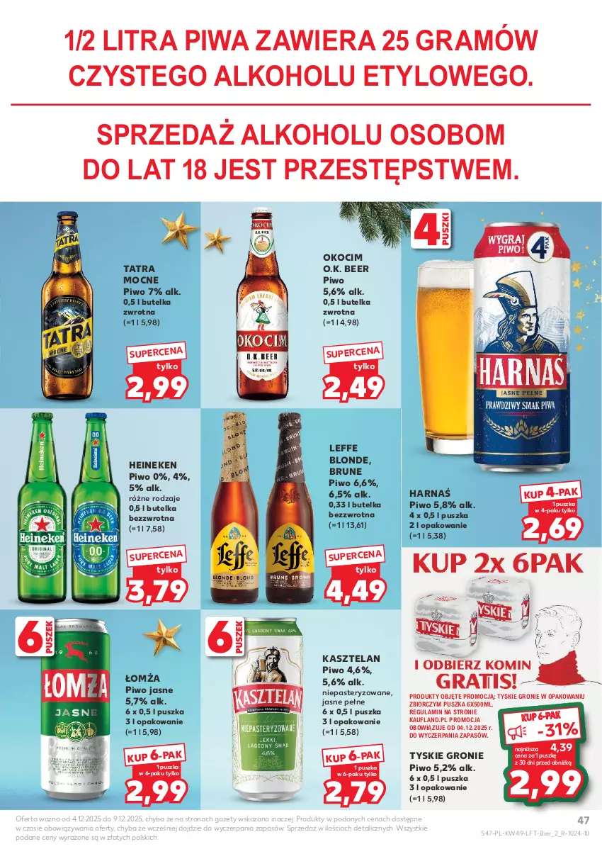Gazetka promocyjna Kaufland - Gazetka tygodnia - ważna 04.12 do 09.12.2025 - strona 47 - produkty: Gra, Harnaś, Heineken, Kasztelan, Koc, Okocim, Piwa, Piwo, Piwo jasne, Tatra, Tyskie