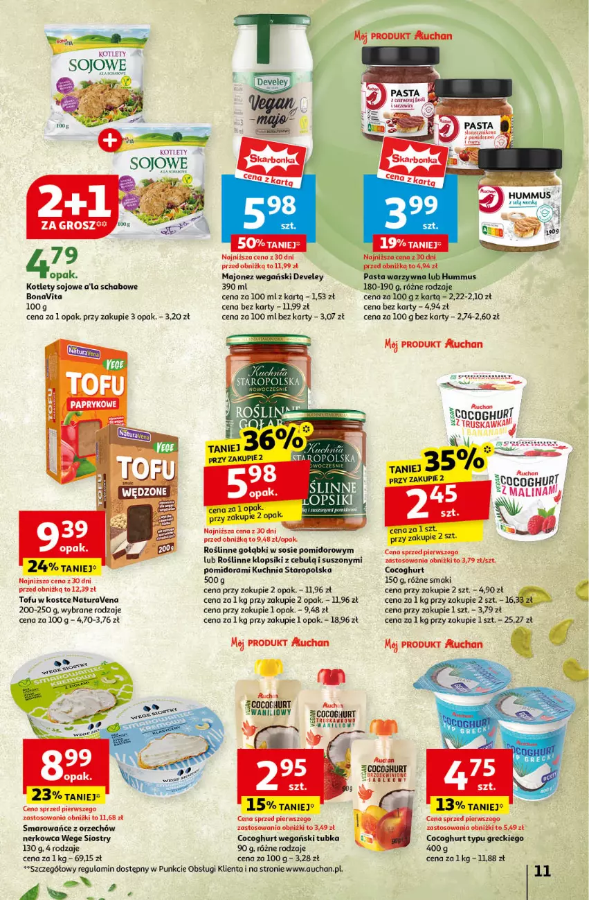 Gazetka promocyjna Auchan - Pewność Niskich Cen Hipermarket - ważna 19.09 do 25.09.2024 - strona 13 - produkty: Fa, Hummus, Klopsiki, Kotlet, Kuchnia, Kuchnia Staropolska, Majonez, Mus, Pasta warzywna, Sos, Tofu, Vita C