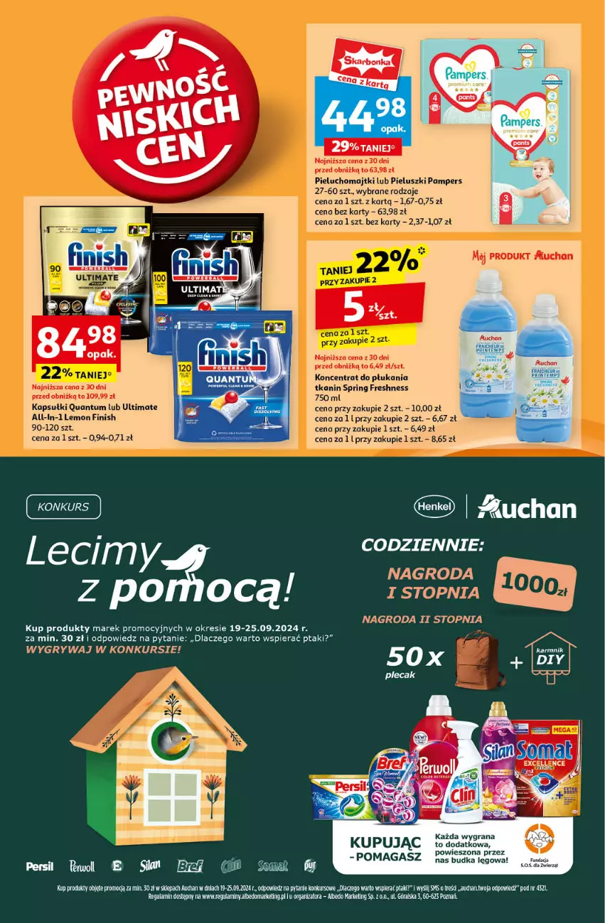 Gazetka promocyjna Auchan - Pewność Niskich Cen Hipermarket - ważna 19.09 do 25.09.2024 - strona 25 - produkty: Finish, Gra, Gry, Majtki, Pampers, Persil, Pieluchomajtki, Plecak, Top