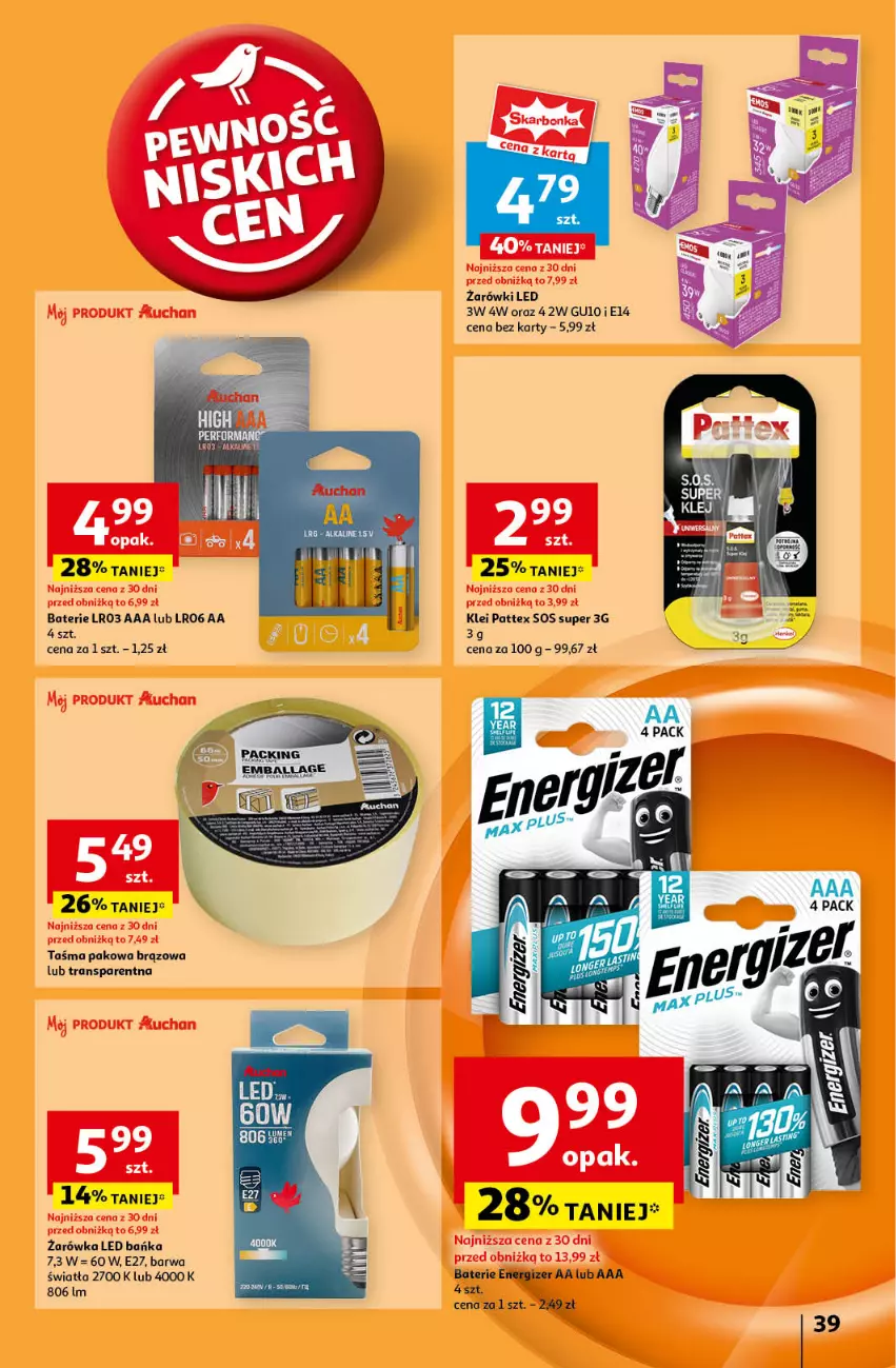 Gazetka promocyjna Auchan - Pewność Niskich Cen Hipermarket - ważna 19.09 do 25.09.2024 - strona 47 - produkty: Energizer, Sos, Taśma pakowa, Tran