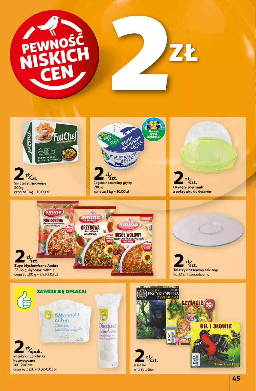 Gazetka promocyjna Auchan - Pewność Niskich Cen Hipermarket - ważna 19.09 do 25.09.2024 - strona 53 - produkty: Baton, Deser, Jogurt, Jogurt naturalny, Płatki kosmetyczne, Pojemnik, Pojemnik z pokrywką, Por, Ser, Smalec, Talerz, Talerzyk, Zupa