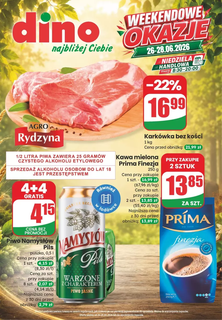 Gazetka promocyjna Dino - Katalog / Weekendowe Okazje - ważna 26.06 do 28.06.2026 - strona 1 - produkty: HP, Kawa, Kawa mielona, Piwo, Prima