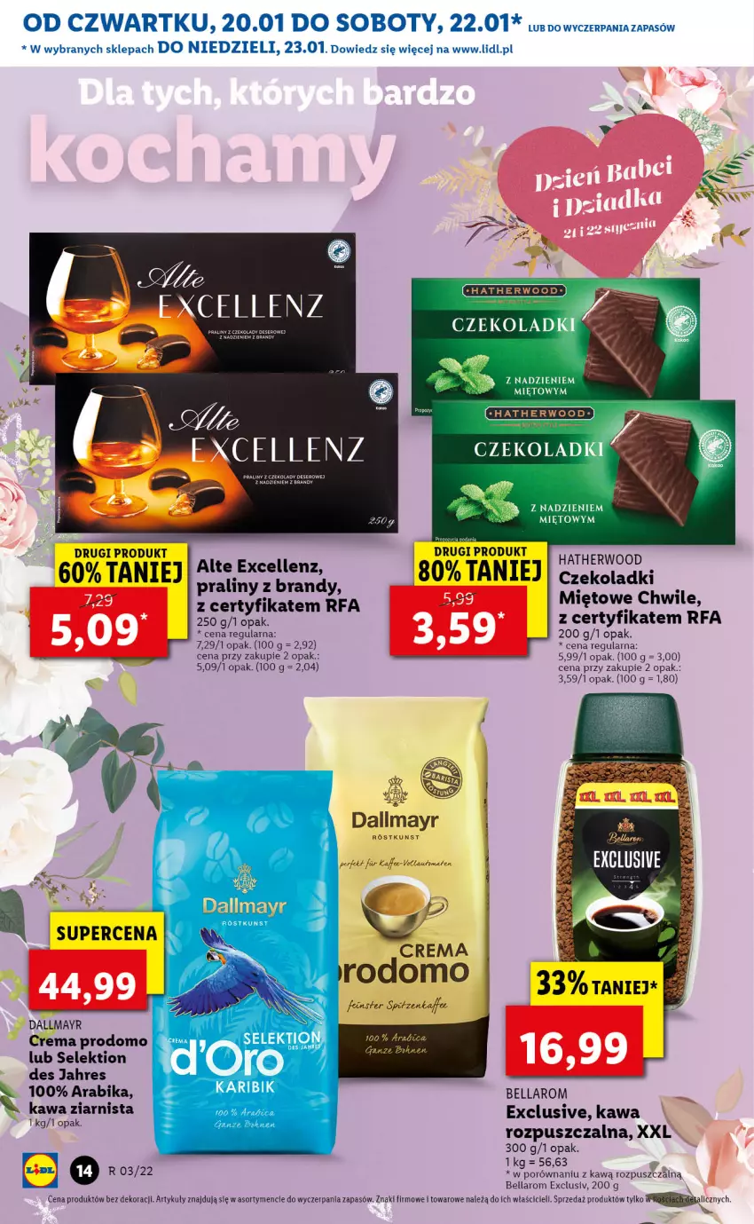 Gazetka promocyjna Lidl - GAZETKA - ważna 20.01 do 23.01.2022 - strona 14 - produkty: Bell, Bella, Brandy, Dallmayr, Fa, Kawa, Kawa ziarnista, Por