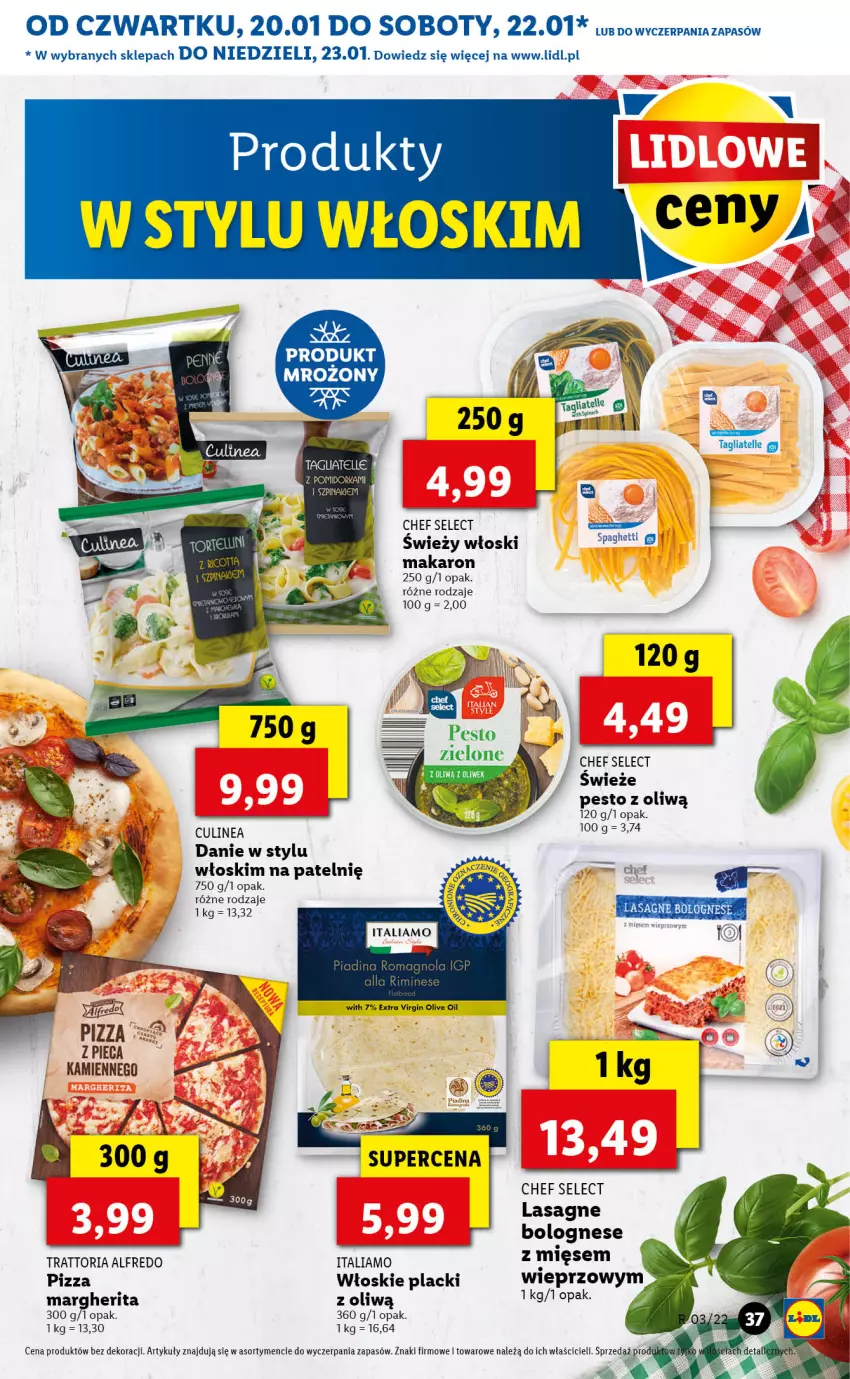 Gazetka promocyjna Lidl - GAZETKA - ważna 20.01 do 23.01.2022 - strona 37 - produkty: Lack, Lasagne, Lasagne bolognese, Makaron, Orka, Pesto, Piec, Pizza, Spaghetti, Szpinak, Tagliatelle