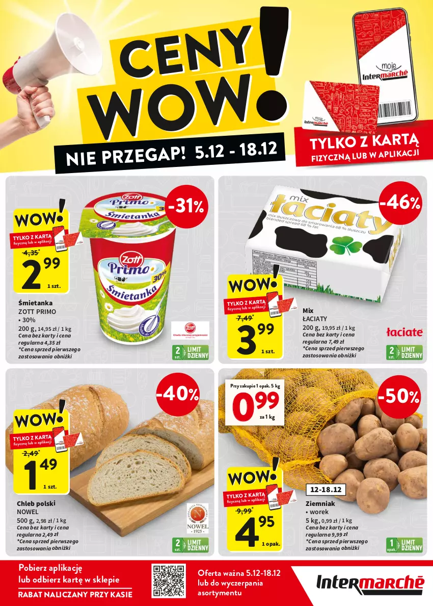 Gazetka promocyjna Intermarche - ważna 05.12 do 18.12.2024 - strona 1 - produkty: Chleb, Zott, Zott Primo