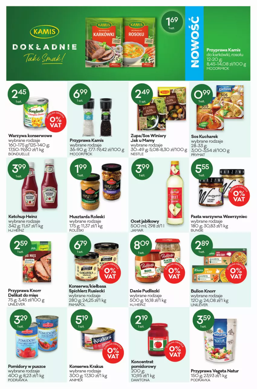 Gazetka promocyjna Groszek - ważna 17.02 do 01.03.2022 - strona 6 - produkty: Bonduelle, Bulion, Dawtona, Heinz, Kamis, Ketchup, Kiełbasa, Knorr, Koncentrat pomidorowy, Krakus, Kucharek, Lion, Mus, Musztarda, Ocet, Pasta warzywna, Piec, Podravka, Pomidory, Prymat, Pudliszki, Ser, Sos, Spichlerz Rusiecki, Vegeta, Vegeta Natur, Warzywa, Warzywa konserwowe, Winiary, Zupa