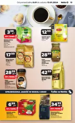 Gazetka promocyjna Netto - Artykuły spożywcze - Gazetka - ważna od 13.01 do 13.01.2024 - strona 13 - produkty: Nescafé, Kawa rozpuszczalna, BIC, Kawa ziarnista, Kawa, Herbata czarna, Lipton, Lavazza, Mocca Fix Gold, Jacobs, Woseba, Herbata