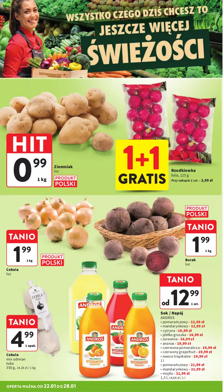 Gazetka promocyjna Intermarche - Gazetka promocyjna - ważna 22.01 do 28.01.2026 - strona 12 - produkty: Ananas, Cebula, Gra, Napój, Owoce, Rzodkiewka, Sok