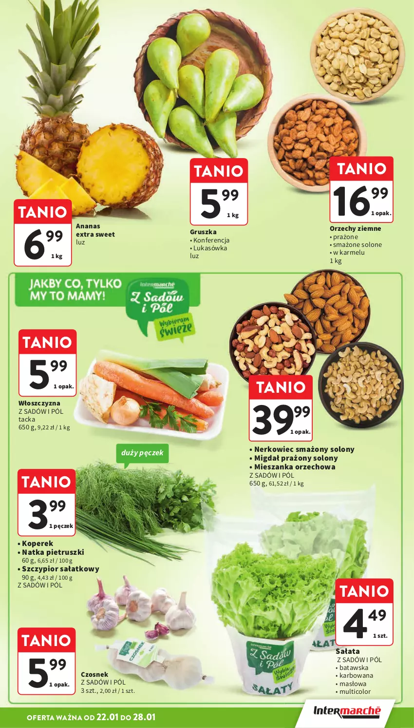Gazetka promocyjna Intermarche - Gazetka promocyjna - ważna 22.01 do 28.01.2026 - strona 13 - produkty: Ananas, Czosnek, Masło, Mieszanka orzechowa, Natka pietruszki, Sałat