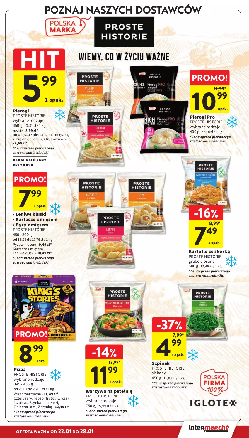 Gazetka promocyjna Intermarche - Gazetka promocyjna - ważna 22.01 do 28.01.2026 - strona 21 - produkty: Frytki, Kebab, Kurczak, Piec, Pieczarka, Pierogi, Pizza, Ser, Szpinak, Szynka, Warzywa