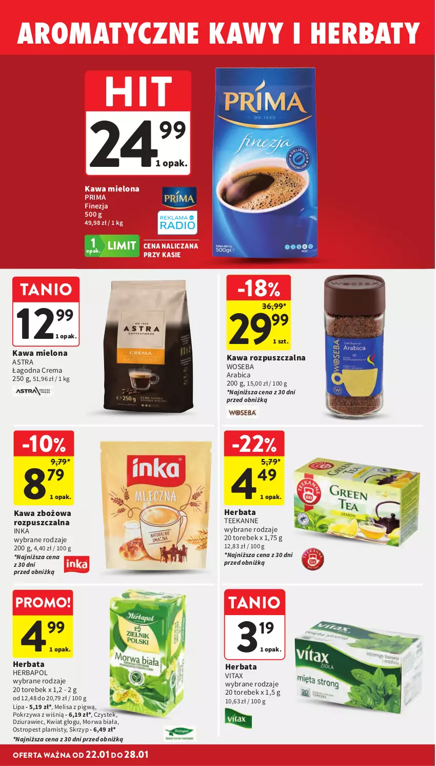 Gazetka promocyjna Intermarche - Gazetka promocyjna - ważna 22.01 do 28.01.2026 - strona 32 - produkty: BIC, Herbapol, Herbata, Inka, Kawa, Kawa mielona, Kawa rozpuszczalna, Kawa zbożowa, Ostropes, Prima, Stek, Teekanne, Vitax, Woseba