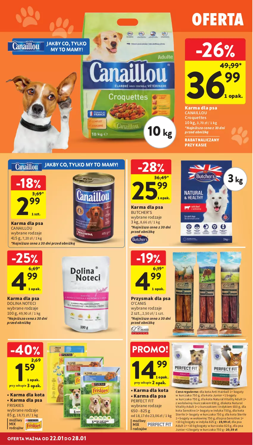 Gazetka promocyjna Intermarche - Gazetka promocyjna - ważna 22.01 do 28.01.2026 - strona 38 - produkty: Butcher's, Canaillou, Friskies, Kurczak, Przysmak dla psa